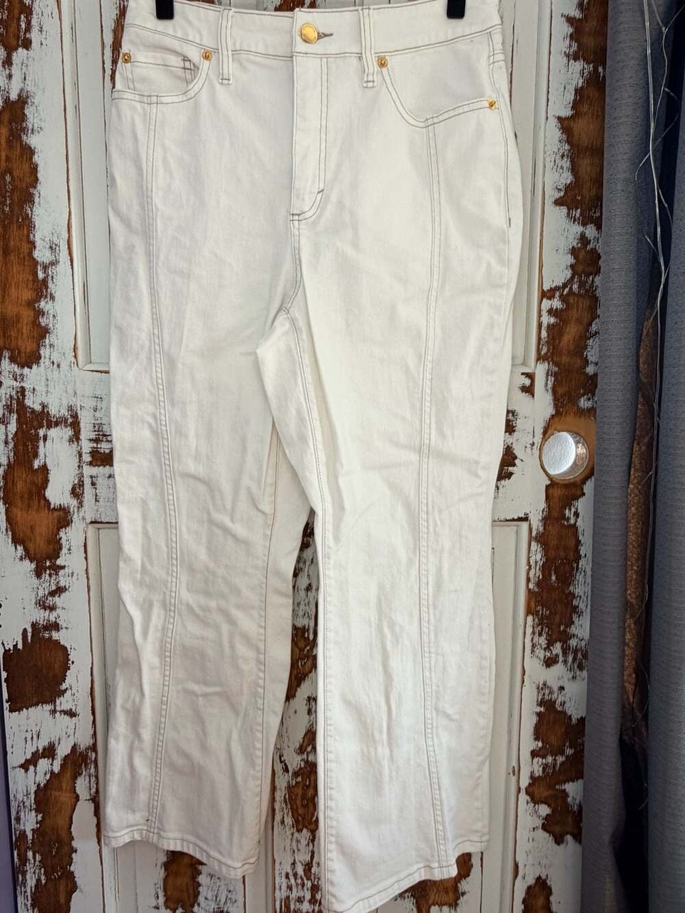 Women’s White Cotton Denim Flare Jeans Size 8/29 Coastal Cowgirl Boho